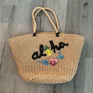 Reversible Straw Tote Bag